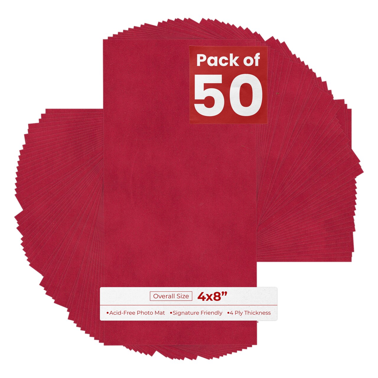 Red Suede 4x8 Inch Uncut Mat Board - Blank Sheets, No Opening